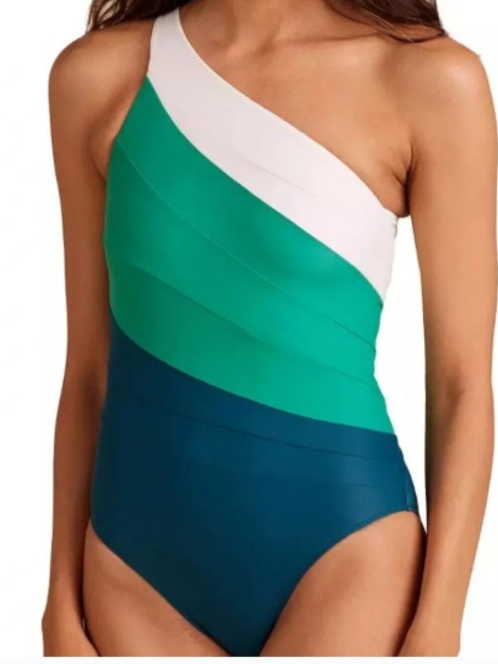 Summersalt Brand Women's size 18 Blue & Green Sidestroke One Shoulder Swimsuit